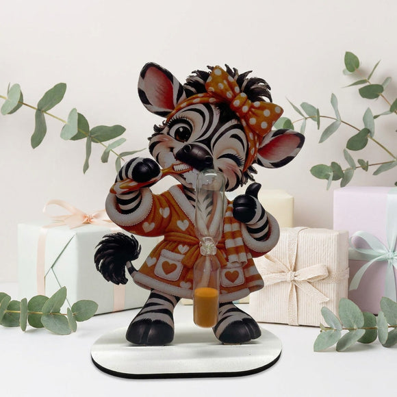 Zahnputz Timer Kinder mit Zebra im orangefarbenen Herzchen Bademantel