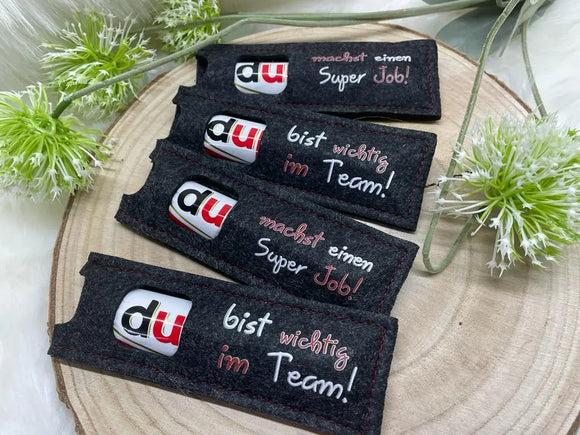 Geschenk für Mitarbeiter oder Kollegen – Filzhülle mit Text „Du bist wichtig im Team“