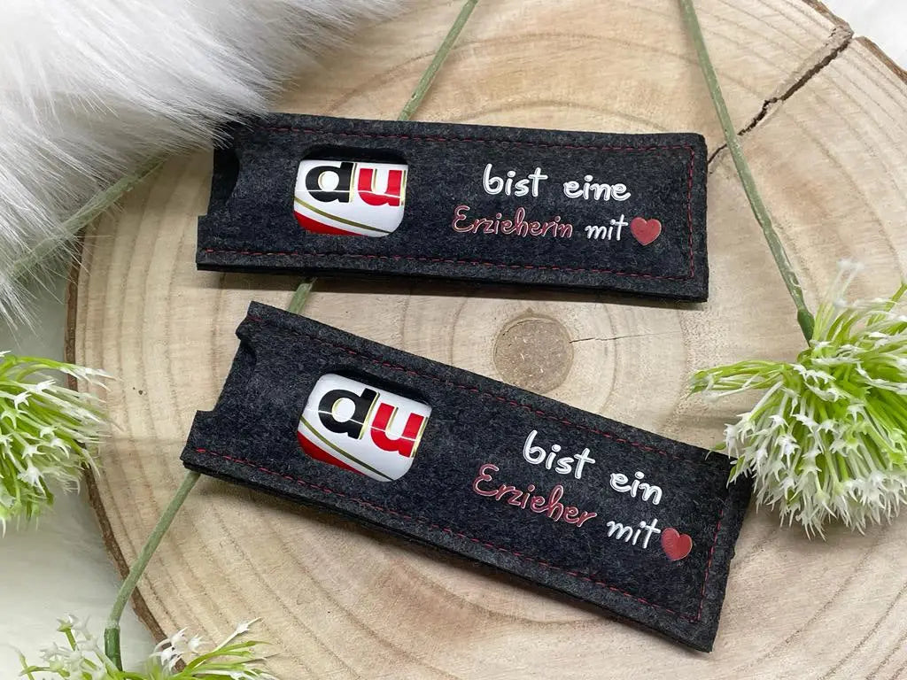 Abschiedsgeschenk Kita – Schokohülle für Erzieher oder Erzieherin aus Filz