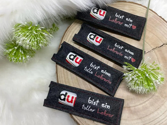 Dankeschön für Lehrer – hochwertige Hülle aus Filz mit liebevollem Spruch