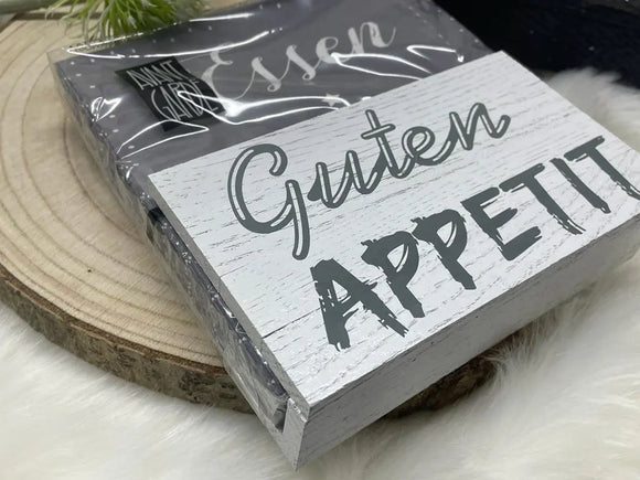 Serviettenhalter mit spruch Holz |Servietten ständer aufbewahrung servietten | Mitbringsel zur Einladung | Geschenkidee gartenparty essen geschenk |Einladung essen Geschenke Fadensalat-shop