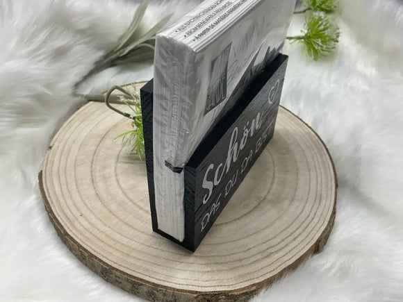 Serviettenhalter mit spruch Holz |Servietten ständer aufbewahrung servietten | Mitbringsel zur Einladung | Geschenkidee gartenparty essen geschenk |Einladung essen Geschenke Fadensalat-shop