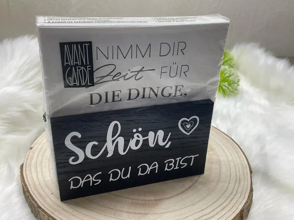 Serviettenhalter mit spruch Holz |Servietten ständer aufbewahrung servietten | Mitbringsel zur Einladung | Geschenkidee gartenparty essen geschenk |Einladung essen Geschenke Fadensalat-shop