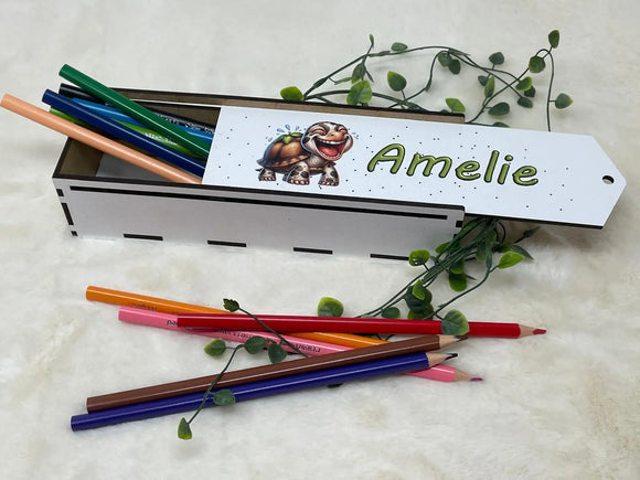 Kindgerechtes Federmäppchen mit lustiger Schildkröte und verspieltem Design