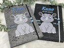 U Heft Hülle Filz Personalisiert | Impfpass Nashorn | untersuchungsheft hülle Geschenk Geburt | Junge Mädchen taufe Fadensalat-shop