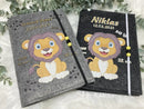 U Heft Hülle Filz mit Namen | Impfpasshülle löwe | Untersuchungsheft hülle personalisiert|  geschenk geburt Junge Mädchen u-heft Hülle Fadensalat-shop