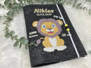 U Heft Hülle Filz mit Namen | Impfpasshülle löwe | Untersuchungsheft hülle personalisiert|  geschenk geburt Junge Mädchen u-heft Hülle Fadensalat-shop