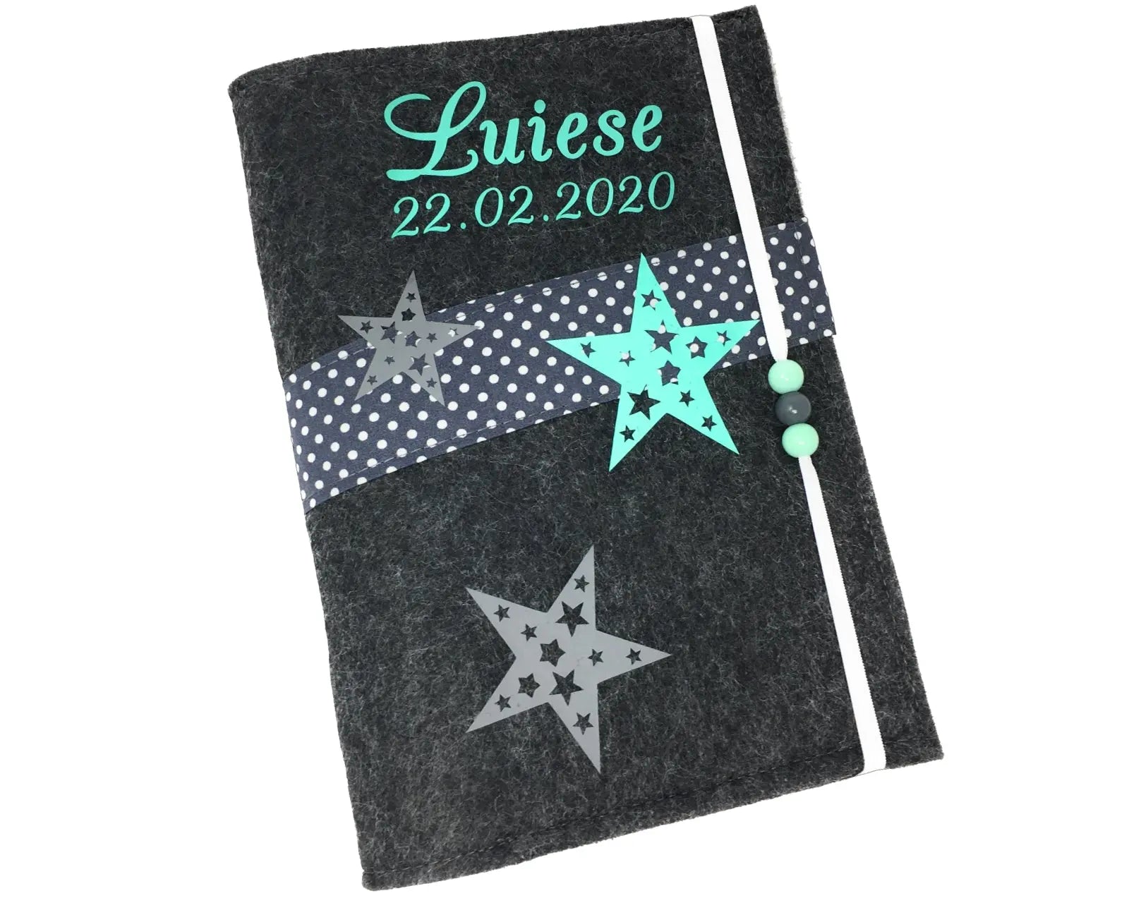 U Heft Hülle Filz mit Namen personalisiert | Impfpass Sterne verschiedene Farben | Untersuchungsheft Hülle filz Geschenk Geburt | Junge Mädchen taufe Fadensalat-shop