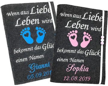 U Heft Hülle Filz personalisiert | Impfpass Liebe verschiedene Farben | Untersuchungsheft Hülle filz Geschenk Geburt | Junge Mädchen taufe Fadensalat-shop