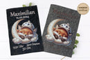 Personalisierbare U-Heft-Tasche mit schlafendem Fuchs und Mütze – ideales Geschenk zur Geburt.