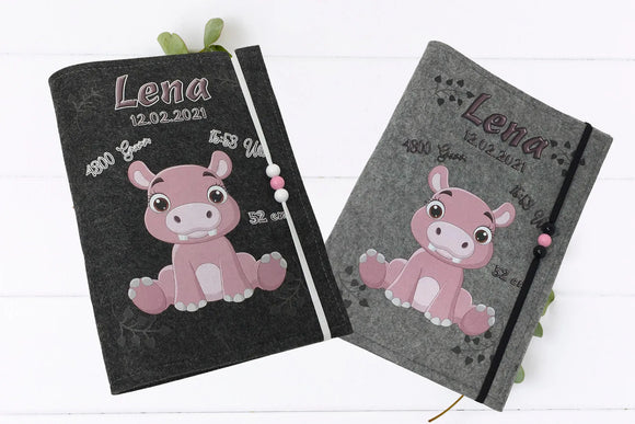 U-Heft rosa mit süßem Nilpferd