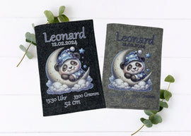 U-Heft Hülle Panda im Mond – personalisiert mit Name & Geburtsdaten Fadensalat-shop
