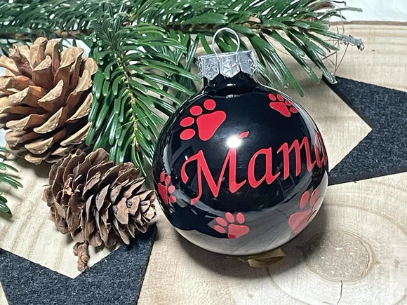 Personalisierte Kugel mit weißem Druck auf schwarzem Glas – modern & stilvoll