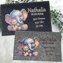 Handgemachte Windeltasche aus Filz mit Elefantenbaby und Teddy, personalisierbar