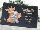Filztasche zur Geburt mit niedlicher Giraffe und Elefant – liebevoll umarmt