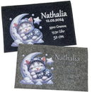 Wickeltasche zur Geburt mit Katze in Schlafanzug und Halbmond-Motiv