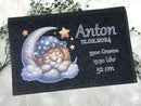 Wickeltasche mit Name „Anton“ und niedlichem Löwen in Schlafmütze auf Halbmond