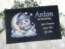 Wickeltasche mit Panda in Schlafmütze auf Wolkenmond – Name „Anton“ und Geburtsdaten