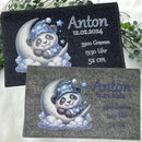 Filztasche mit Panda, Wolken und Sternen – Babygeschenk mit individueller Aufschrift
