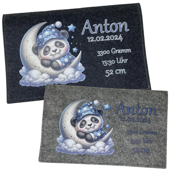 Windeltasche mit Sternenhimmel-Panda, Name „Anton“ und vollständiger Personalisierung