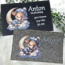 Nachtmotiv mit Rehkitz in Sternenpyjama – personalisierte Windeltasche aus Filz