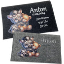 Windeltasche mit Name „Anton“, Datum, Gewicht, Uhrzeit & Länge – Zebra-Kuschelfreunde