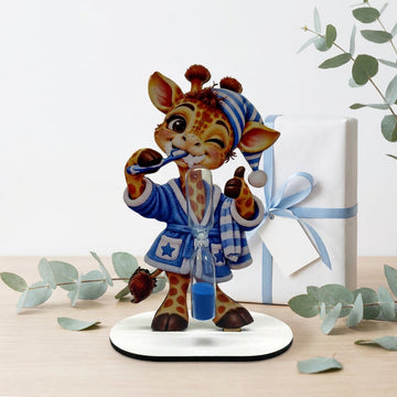 Zahnputzuhr Kinder mit süßer Giraffe und blauer 2 Minuten Sanduhr
