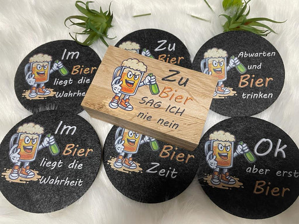 Filzuntersetzer Rund Bier | Filz Untersetzer Geschenk Papa | Bier Geschenk für Männer