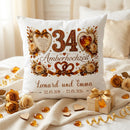 Geschenk Amberhochzeit – personalisiertes Kissen mit Namen und Datum zum 34. Hochzeitstag