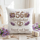 Geschenk Asternhochzeit – personalisiertes Kissen mit Namen und Datum zum 56. Hochzeitstag