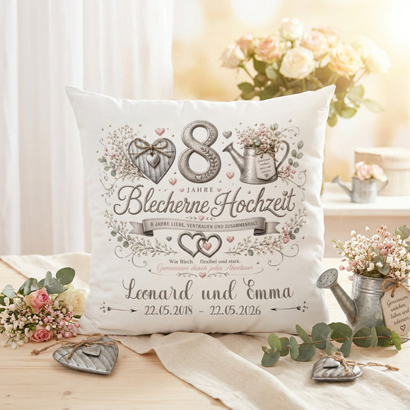 Personalisiertes Hochzeitskissen für 8 Jahre Ehe