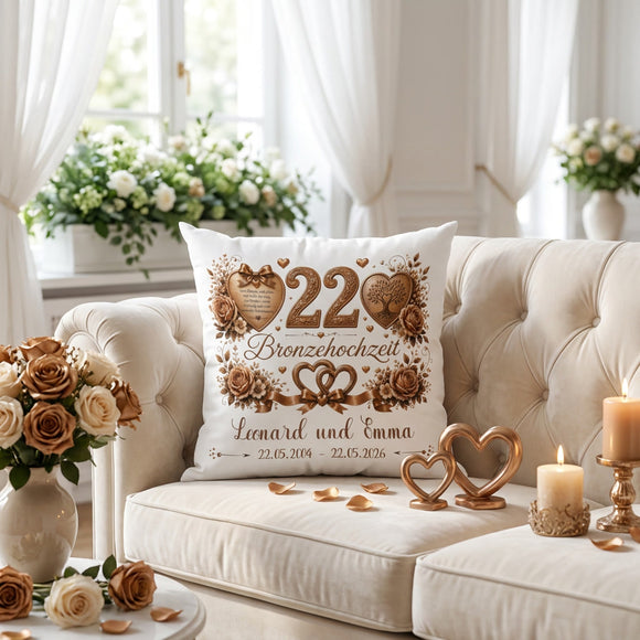 Geschenk zum 22. Hochzeitstag mit edlem Bronze-Design und Namen des Ehepaares