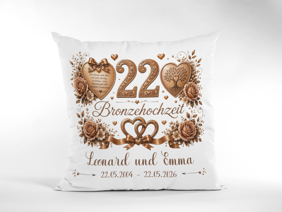 Bronzehochzeit Kissen personalisiert als romantisches Hochzeitsjubiläum Geschenk
