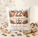 Geschenk Bronzehochzeit – personalisiertes Kissen mit Namen und Datum zum 22. Hochzeitstag