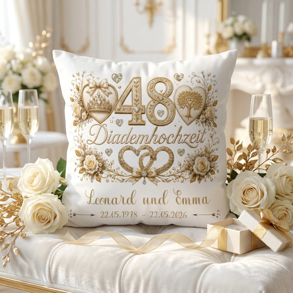 Geschenk zum 48. Hochzeitstag mit elegantem Diademhochzeit-Design und Namen des Ehepaares