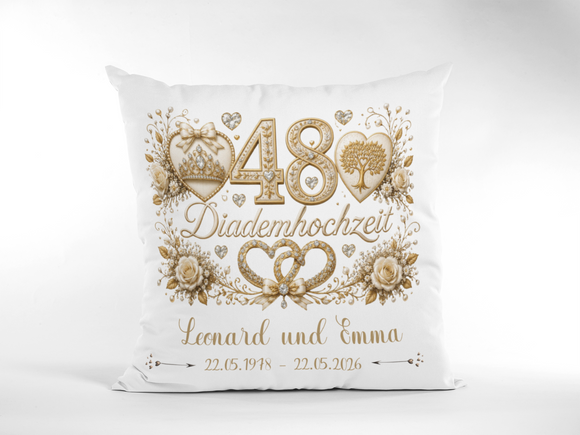 Diademhochzeit Kissen personalisiert als hochwertiges Hochzeitsjubiläum Geschenk