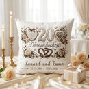 Geschenk Dornenhochzeit – personalisiertes Kissen mit Namen und Datum zum 20. Hochzeitstag