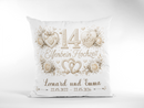 Geschenk Elfenbeinhochzeit – personalisiertes Kissen mit Namen und Datum
