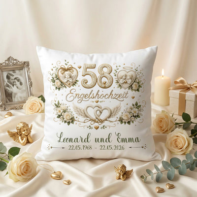 Geschenk Engelshochzeit personalisiertes Kissen zum 58. Hochzeitstag