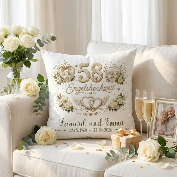 Geschenk Engelshochzeit personalisiertes Kissen