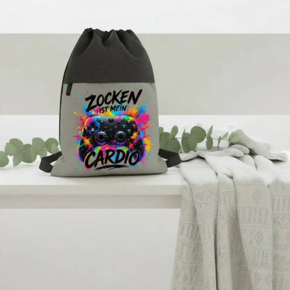 Gaming Turnbeutel mit Neon-Splatter-Effekt und stylischem Controller-Print.
