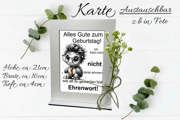 Lustige Geburtstagskarte mit Geldschein im Bilderrahmen