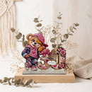 Geldgeschenk 30 Frau mit Glasröhrchen Bärenmotiv und pinken Details