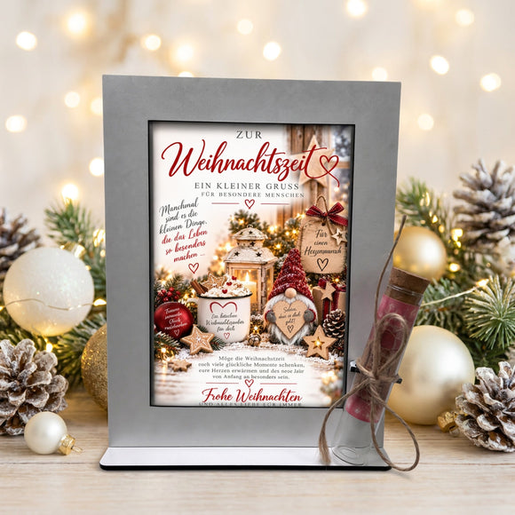 Geschenkidee Weihnachten für Wünsche und Träume mit Glasröhrchen für einen Geldschein