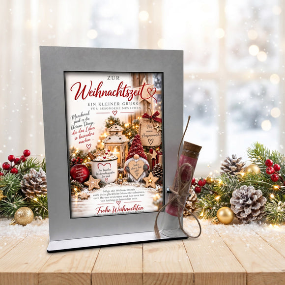 Weihnachtsgeld originell verschenken mit selbststehendem Aufsteller und Geldröhrchen