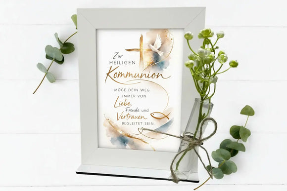 Kommunionsgeschenk Bilderrahmen mit Vase für Geldschein