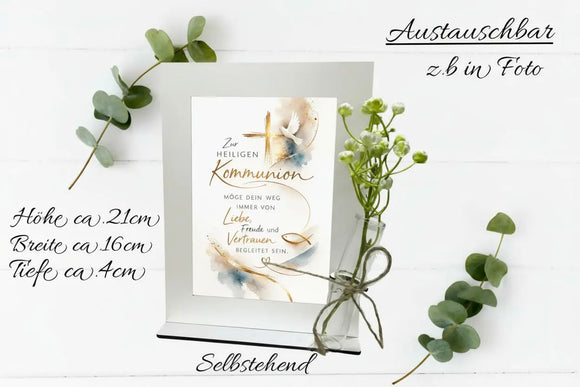 Christliches Geschenk Kommunion Bilderrahmen mit Vase