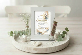 Geldgeschenk zur Kommunion Bilderrahmen mit Glasvase