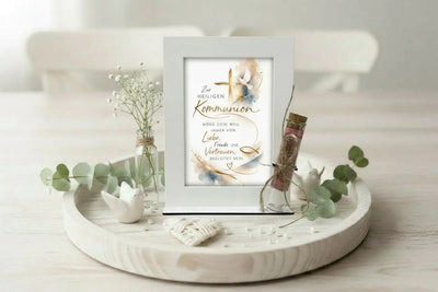 Geldgeschenk zur Kommunion Bilderrahmen mit Glasvase