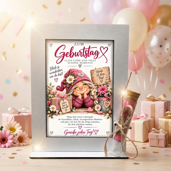 Geschenk für Schwester zum Geburtstag mit Schön dass es dich gibt und Blumen